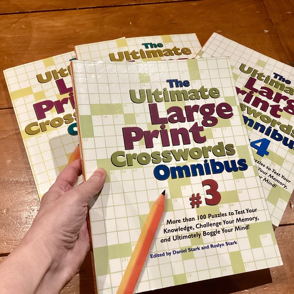 4 Large Print Crossword Puzzle Books (100 puzzles each)